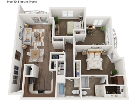 Floor plan for 3 beds, 2 baths, 1332 sqft